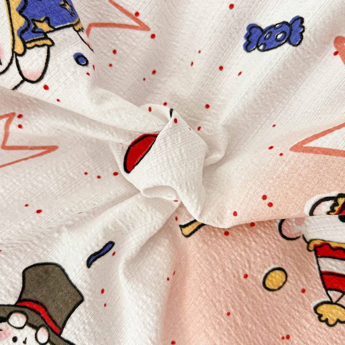 91家纺网 家纺一手货源 找家纺 花伞家居 2026新款皱皱双层纱夏被夏凉被空调被四件套 夏被-马戏团