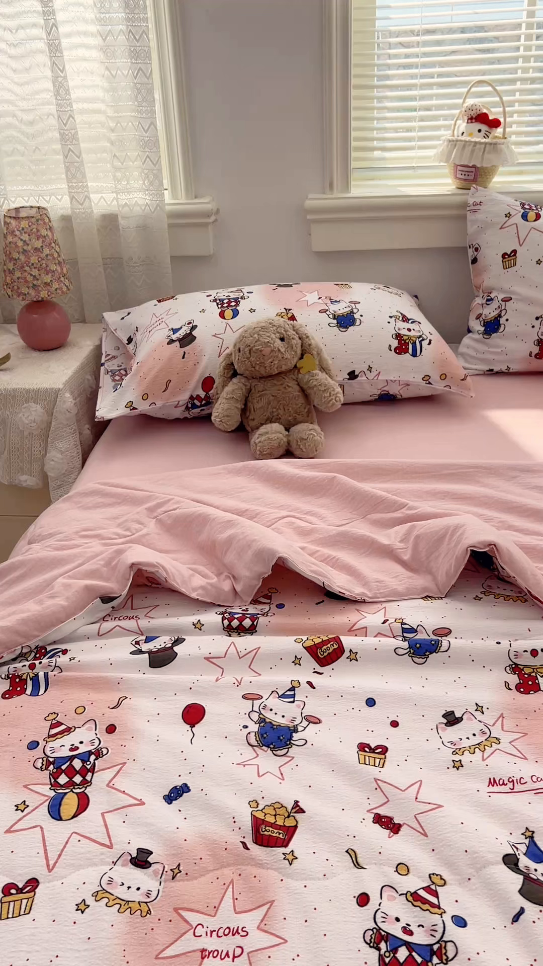 91家纺网 家纺一手货源 找家纺 花伞家居 2026新款皱皱双层纱夏被夏凉被空调被四件套 夏被-马戏团