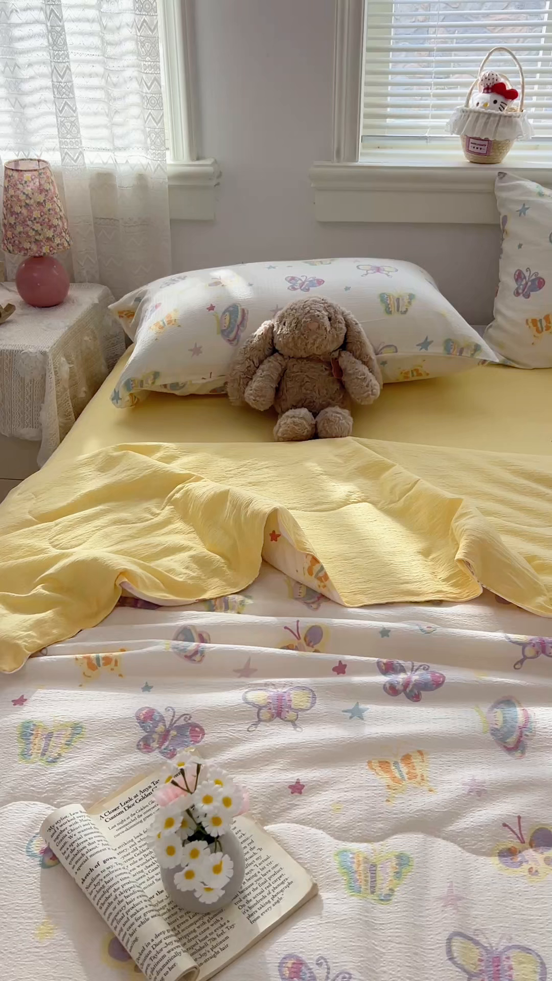 91家纺网 家纺一手货源 找家纺 花伞家居 2026新款皱皱双层纱夏被夏凉被空调被四件套 夏被-童年蝴蝶