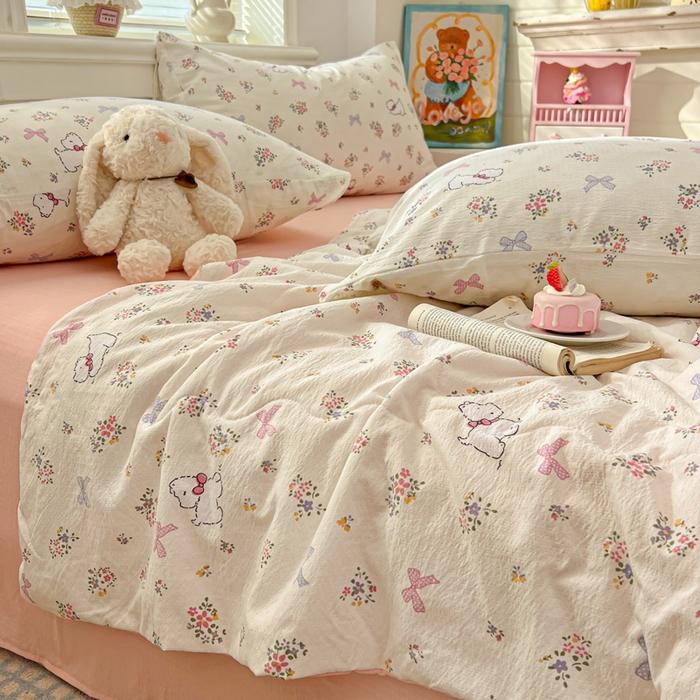 91家纺网 家纺一手货源 找家纺 花伞家居 2026新款皱皱双层纱夏被夏凉被空调被四件套 夏被-新气场