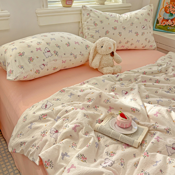 91家纺网 家纺一手货源 找家纺 花伞家居 2026新款皱皱双层纱夏被夏凉被空调被四件套 夏被-新气场