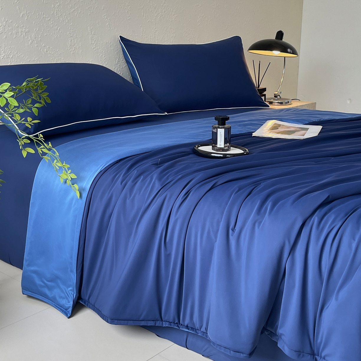 91家纺网 家纺一手货源 找家纺 色鬼布艺高端家居主号 2026新款深睡双面凉感控温被夏被夏凉被空调被现货现发3.0 深睡蓝