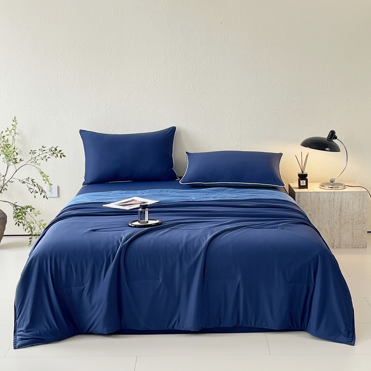 91家纺网 家纺一手货源 找家纺 色鬼布艺高端家居主号 2026新款深睡双面凉感控温被夏被夏凉被空调被现货现发3.0 深睡蓝