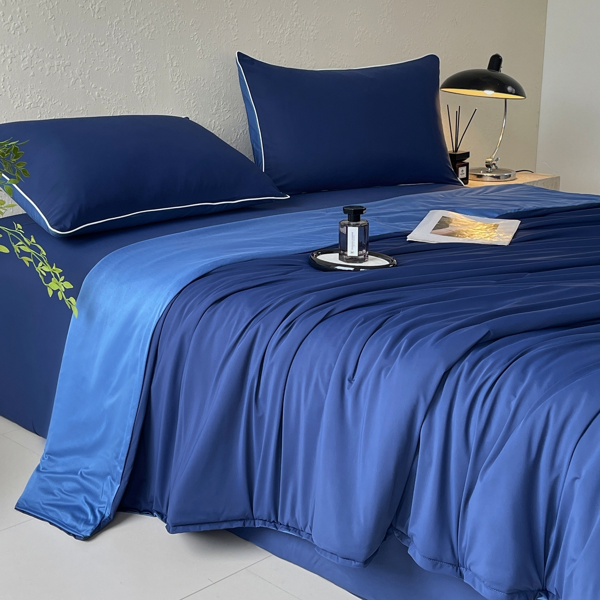 91家纺网 家纺一手货源 找家纺 色鬼布艺高端家居主号 2026新款深睡双面凉感控温被夏被夏凉被空调被现货现发3.0 深睡蓝