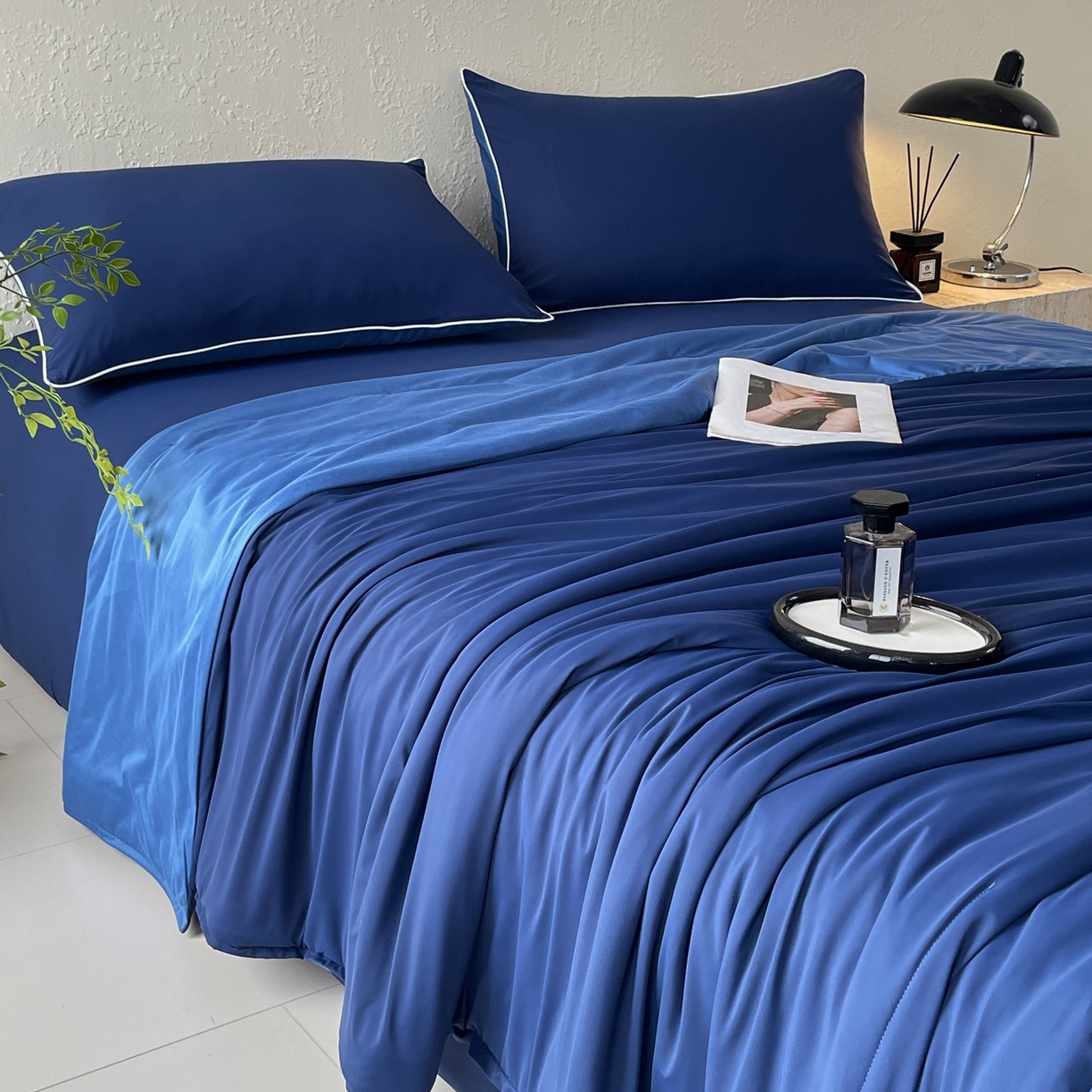 91家纺网 家纺一手货源 找家纺 色鬼布艺高端家居主号 2026新款深睡双面凉感控温被夏被夏凉被空调被现货现发3.0 深睡蓝