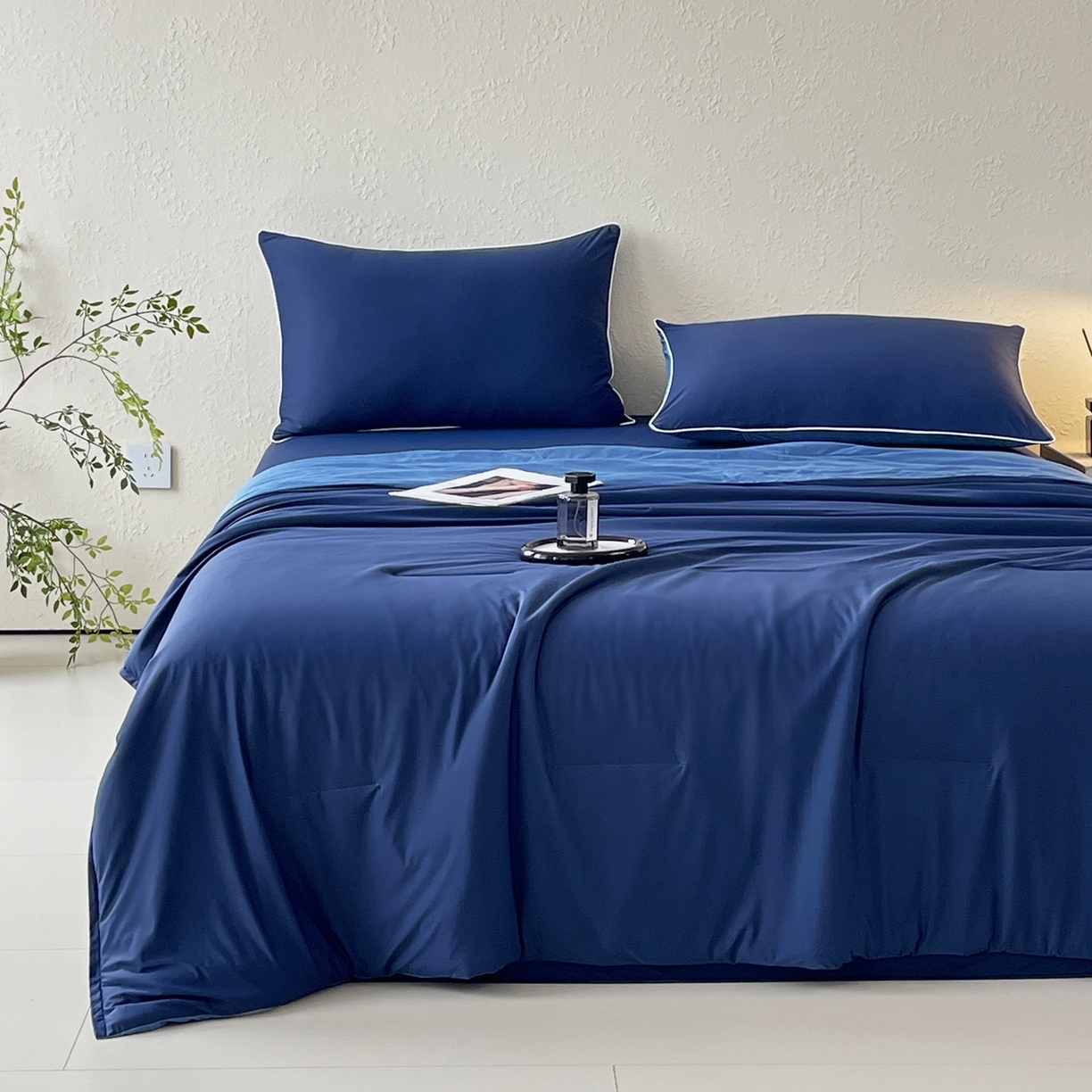 91家纺网 家纺一手货源 找家纺 色鬼布艺高端家居主号 2026新款深睡双面凉感控温被夏被夏凉被空调被现货现发3.0 深睡蓝