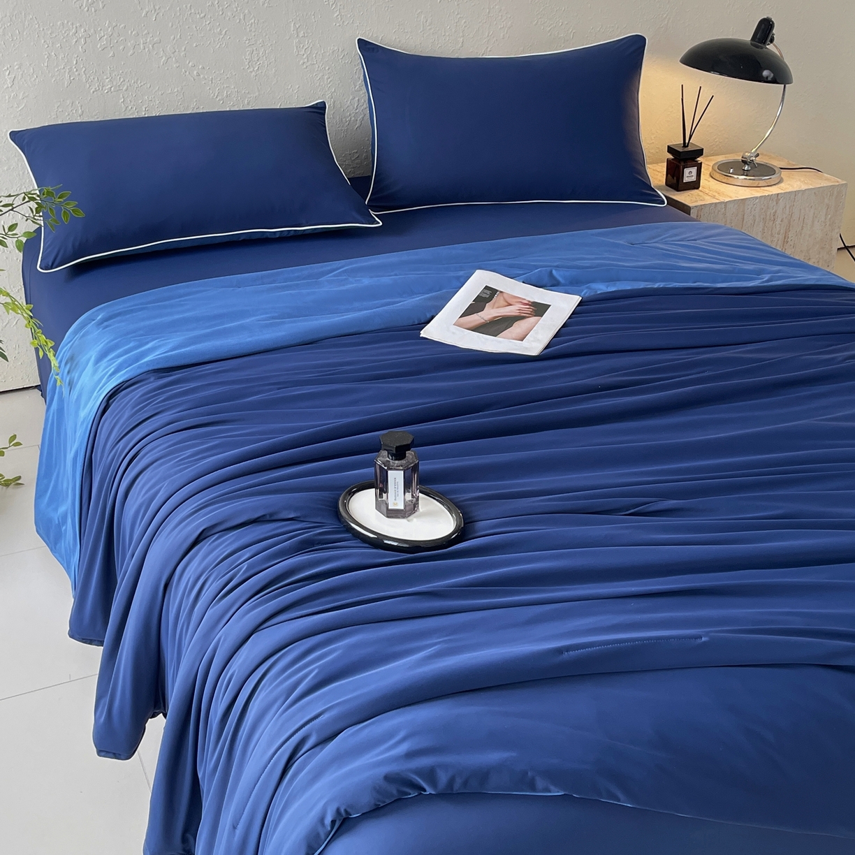 91家纺网 家纺一手货源 找家纺 色鬼布艺高端家居主号 2026新款深睡双面凉感控温被夏被夏凉被空调被现货现发3.0 深睡蓝