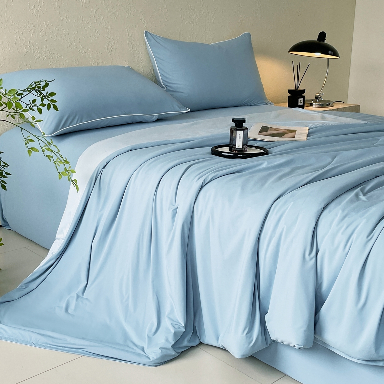 91家纺网 家纺一手货源 找家纺 色鬼布艺高端家居主号 2026新款深睡双面凉感控温被夏被夏凉被空调被现货现发3.0 静水蓝