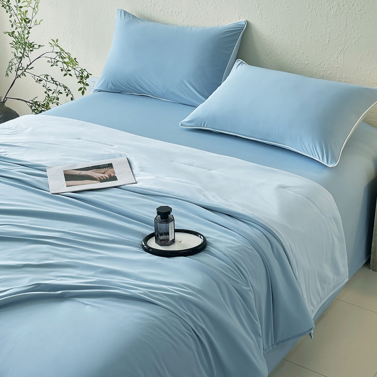 91家纺网 家纺一手货源 找家纺 色鬼布艺高端家居主号 2026新款深睡双面凉感控温被夏被夏凉被空调被现货现发3.0 静水蓝