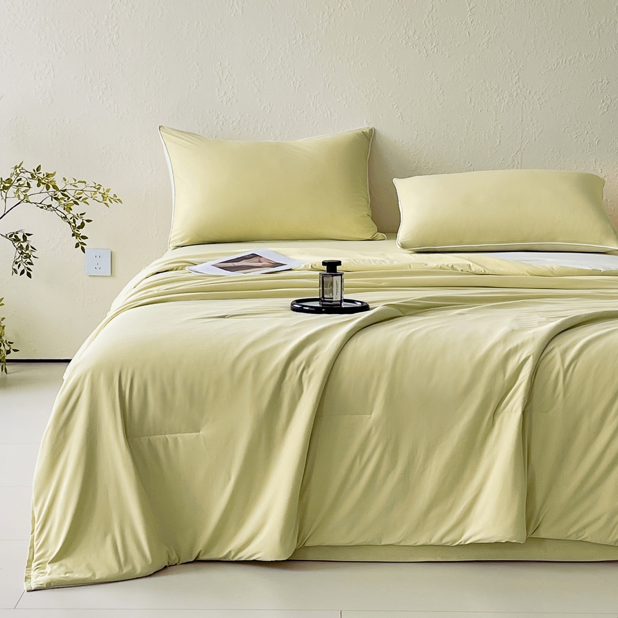 91家纺网 家纺一手货源 找家纺 色鬼布艺高端家居主号 2026新款深睡双面凉感控温被夏被夏凉被空调被现货现发3.0 竹青黄