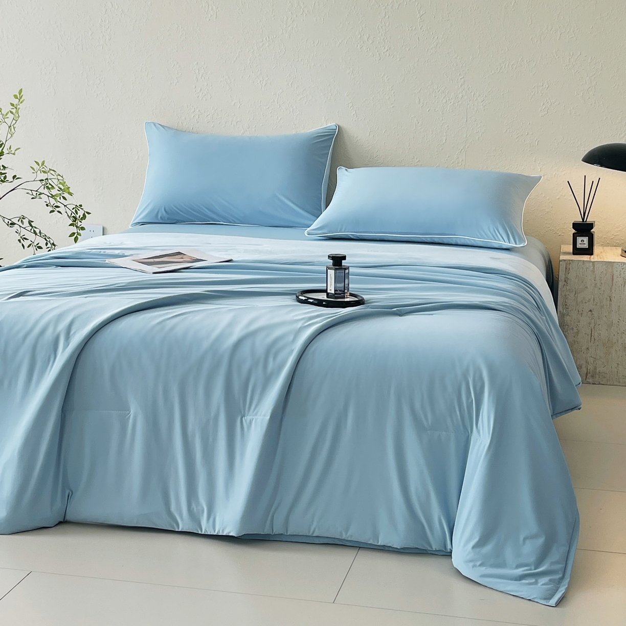 91家纺网 家纺一手货源 找家纺 色鬼布艺高端家居主号 2026新款深睡双面凉感控温被夏被夏凉被空调被现货现发3.0 静水蓝