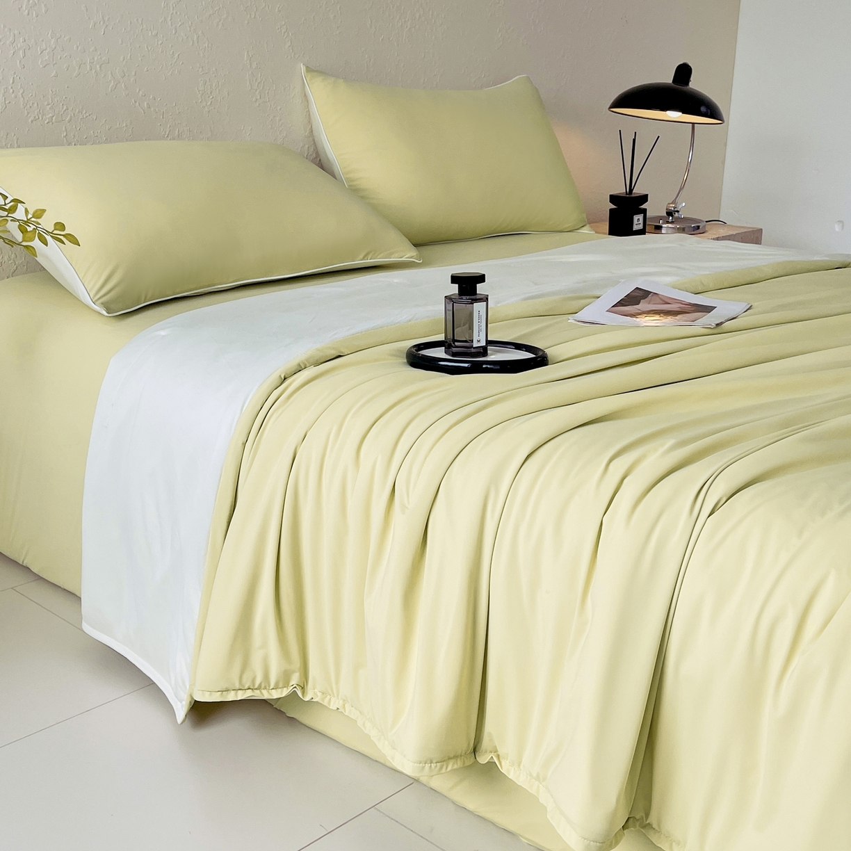 91家纺网 家纺一手货源 找家纺 色鬼布艺高端家居主号 2026新款深睡双面凉感控温被夏被夏凉被空调被现货现发3.0 竹青黄