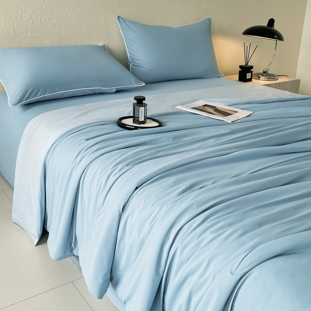 91家纺网 家纺一手货源 找家纺 色鬼布艺高端家居主号 2026新款深睡双面凉感控温被夏被夏凉被空调被现货现发3.0 静水蓝