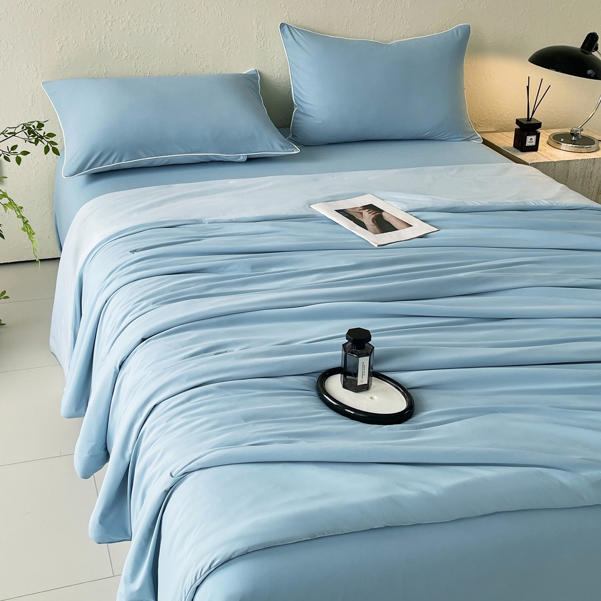 91家纺网 家纺一手货源 找家纺 色鬼布艺高端家居主号 2026新款深睡双面凉感控温被夏被夏凉被空调被现货现发3.0 静水蓝