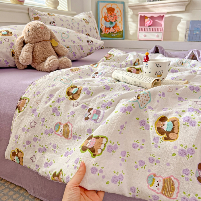 91家纺网 家纺一手货源 找家纺 花伞家居 2026新款皱皱双层纱夏被夏凉被空调被四件套 夏被-芋泥啵啵