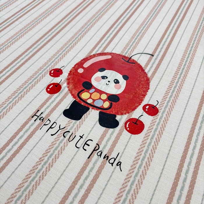 91家纺网 家纺一手货源 找家纺 缦彩 2026新款A类全棉纯棉烫画老粗布床笠床笠单件 你好熊猫