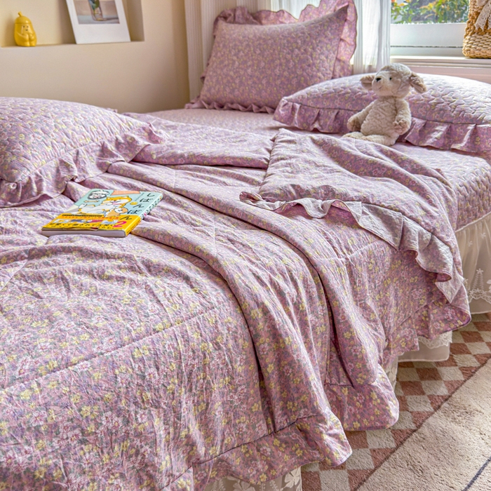 91家纺网 家纺一手货源 找家纺 （总）卡芙兰家纺 2026新款韩版花边款印花夏凉被空调被