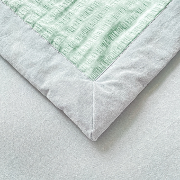 91家纺网 家纺一手货源 找家纺 鸣升家纺 2026新款A类全棉提花皱皱纱夏被100%棉花被空调被 浅水蓝