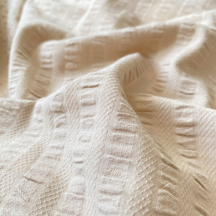 91家纺网 家纺一手货源 找家纺 鸣升家纺 2026新款A类全棉提花皱皱纱夏被100%棉花被空调被 香槟色