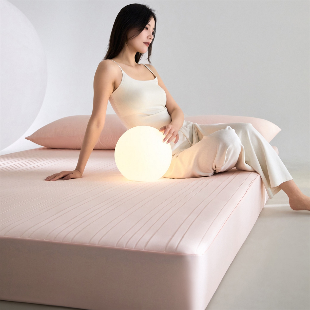 91家纺网 家纺一手货源 找家纺 头等舱 2026新款锦氨A类深睡无胶透气自然凉感床笠软凉席 软凉席-淡粉玉