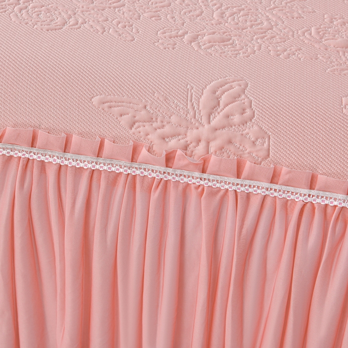 91家纺网 家纺一手货源 找家纺 星窝家纺 2026新款冰豆豆床裙款凉席 粉蝶寻香