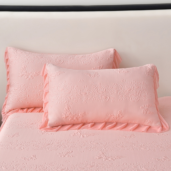 91家纺网 家纺一手货源 找家纺 星窝家纺 2026新款冰豆豆床裙款凉席 粉蝶寻香