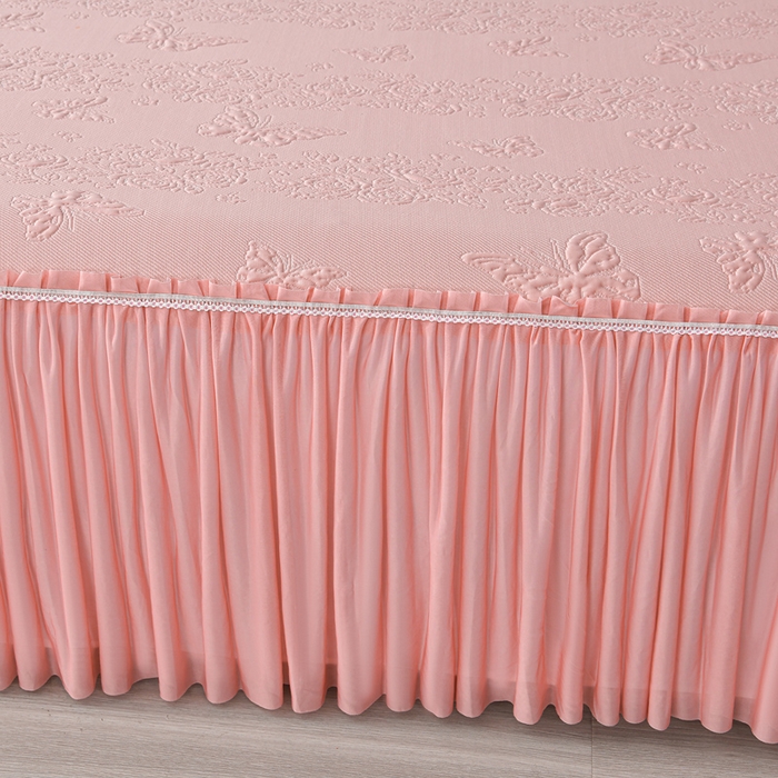 91家纺网 家纺一手货源 找家纺 星窝家纺 2026新款冰豆豆床裙款凉席 粉蝶寻香