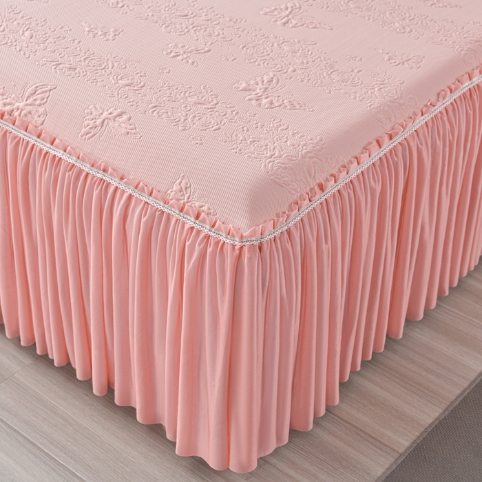 91家纺网 家纺一手货源 找家纺 星窝家纺 2026新款冰豆豆床裙款凉席 粉蝶寻香