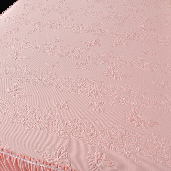 91家纺网 家纺一手货源 找家纺 星窝家纺 2026新款冰豆豆床裙款凉席 粉蝶寻香