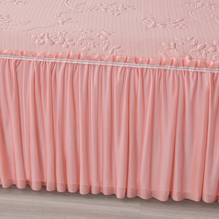 91家纺网 家纺一手货源 找家纺 星窝家纺 2026新款冰豆豆床裙款凉席 粉枝凝香