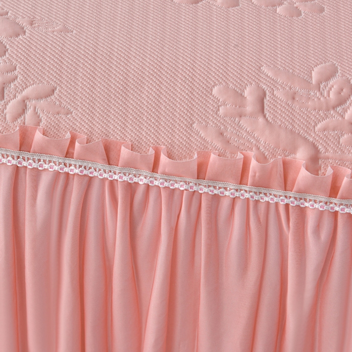 91家纺网 家纺一手货源 找家纺 星窝家纺 2026新款冰豆豆床裙款凉席 粉枝凝香