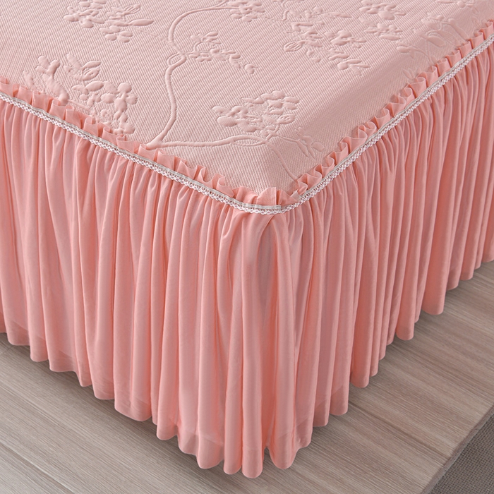 91家纺网 家纺一手货源 找家纺 星窝家纺 2026新款冰豆豆床裙款凉席 粉枝凝香