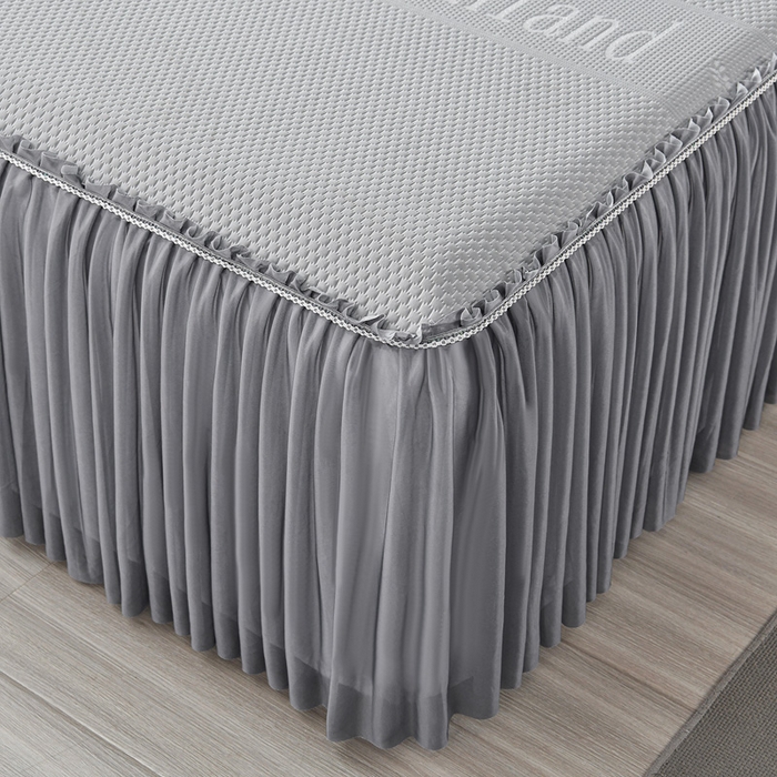 91家纺网 家纺一手货源 找家纺 星窝家纺 2026新款冰豆豆床裙款凉席 灰调树影