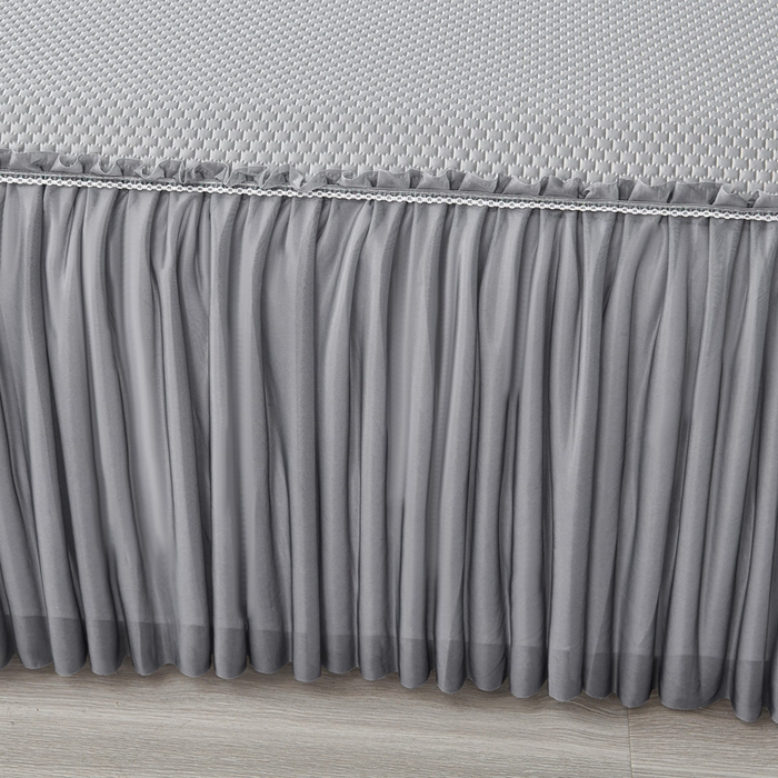 91家纺网 家纺一手货源 找家纺 星窝家纺 2026新款冰豆豆床裙款凉席 灰调树影