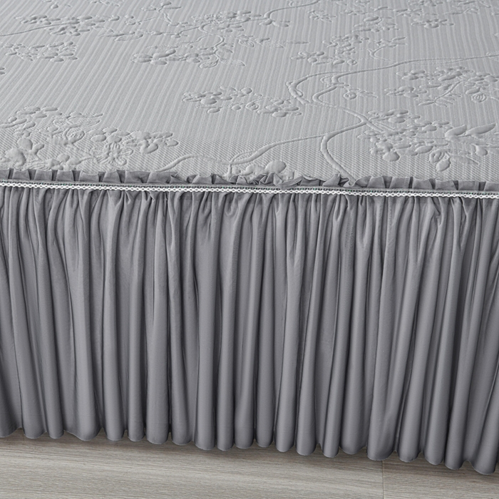 91家纺网 家纺一手货源 找家纺 星窝家纺 2026新款冰豆豆床裙款凉席 灰枝凝香