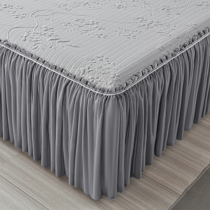 91家纺网 家纺一手货源 找家纺 星窝家纺 2026新款冰豆豆床裙款凉席 灰枝凝香