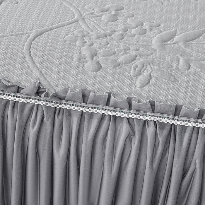 91家纺网 家纺一手货源 找家纺 星窝家纺 2026新款冰豆豆床裙款凉席 灰枝凝香