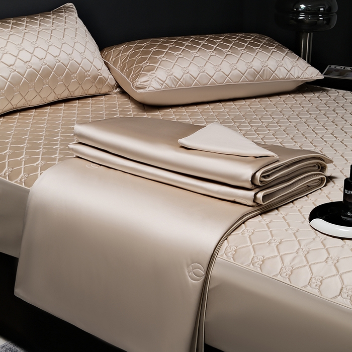 91家纺网 家纺一手货源 找家纺 （总）阿那亚 2026新款冰萃凉感硅胶凉席三件套夏被四件套