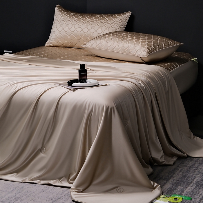 91家纺网 家纺一手货源 找家纺 （总）阿那亚 2026新款冰萃凉感硅胶凉席三件套夏被四件套