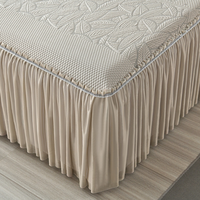 91家纺网 家纺一手货源 找家纺 星窝家纺 2026新款冰豆豆床裙款凉席 林间棕影