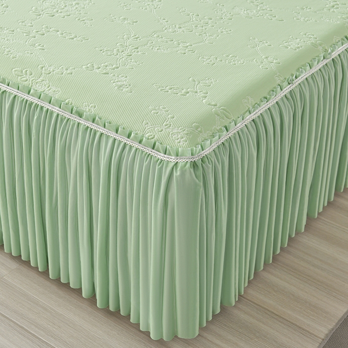 91家纺网 家纺一手货源 找家纺 星窝家纺 2026新款冰豆豆床裙款凉席 青岚梅影