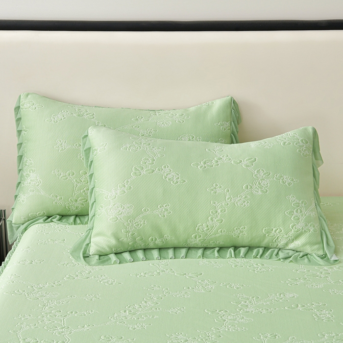 91家纺网 家纺一手货源 找家纺 星窝家纺 2026新款冰豆豆床裙款凉席 青岚梅影