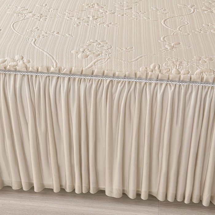 91家纺网 家纺一手货源 找家纺 星窝家纺 2026新款冰豆豆床裙款凉席 素锦花蔓