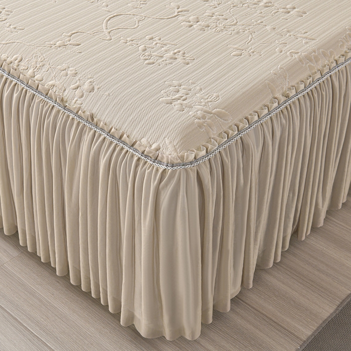 91家纺网 家纺一手货源 找家纺 星窝家纺 2026新款冰豆豆床裙款凉席 素锦花蔓