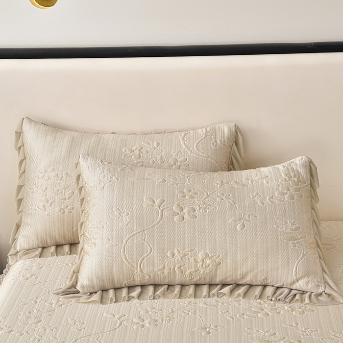 91家纺网 家纺一手货源 找家纺 星窝家纺 2026新款冰豆豆床裙款凉席 素锦花蔓