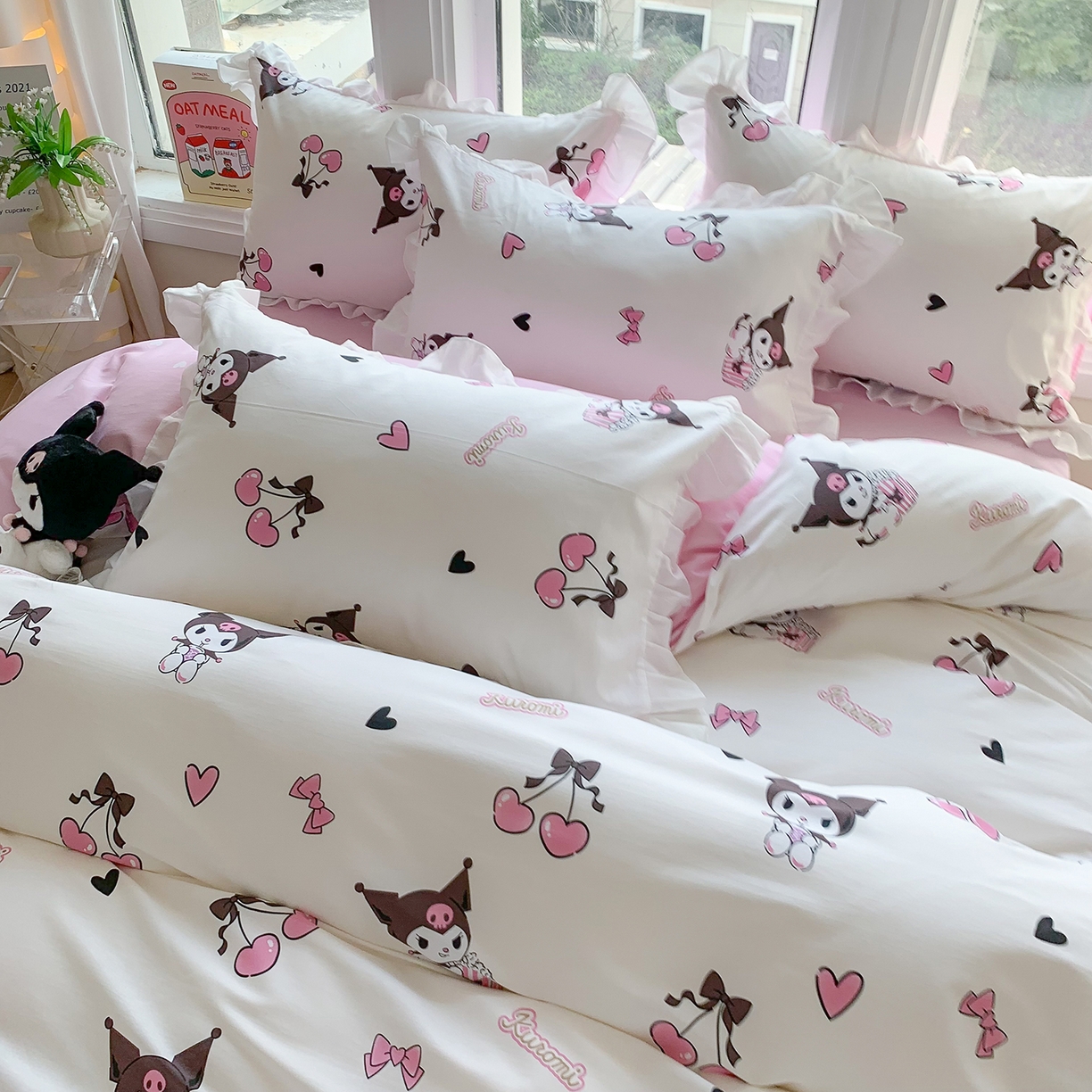 91家纺网 家纺一手货源 找家纺 （总）玉元坊 2026新款三丽鸥正版授权库洛米儿童卡通全棉纯棉床单床笠床裙花边被套三四件套