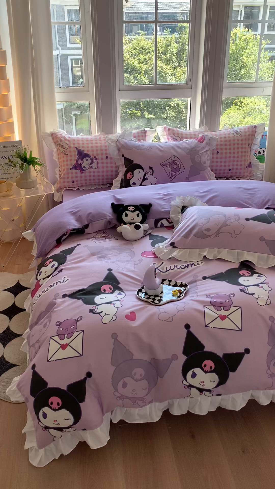 91家纺网 家纺一手货源 找家纺 玉元坊 2026新款三丽鸥正版授权库洛米儿童卡通全棉纯棉床单床笠床裙花边被套三四件套 库洛米【花边款】