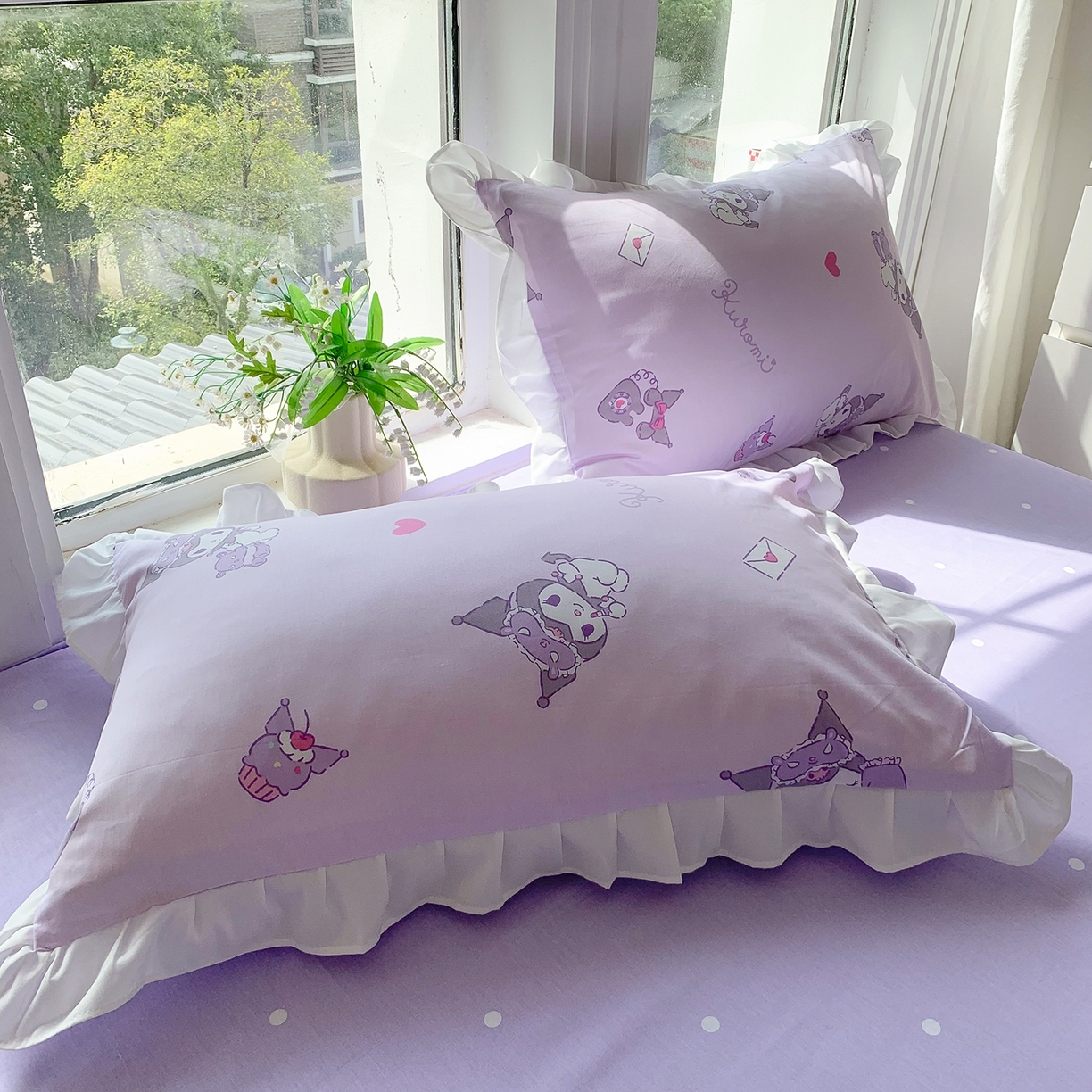 91家纺网 家纺一手货源 找家纺 玉元坊 2026新款三丽鸥正版授权库洛米儿童卡通全棉纯棉床单床笠床裙花边被套三四件套 库洛米宝贝【花边款】