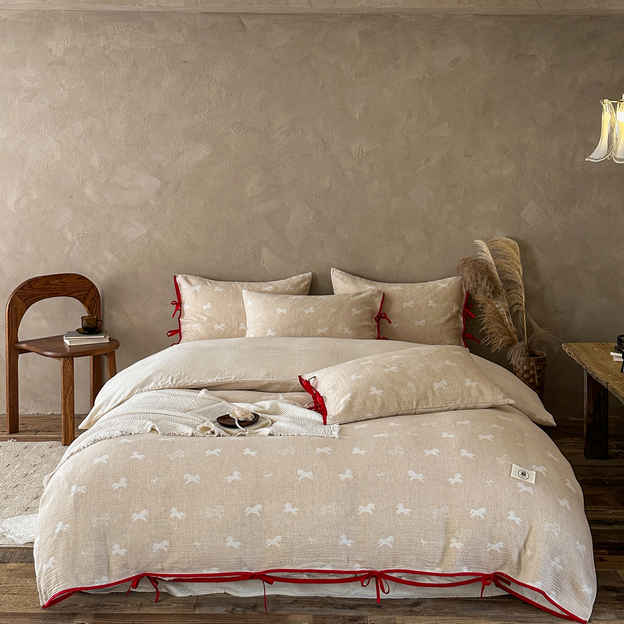 爱丽丝 2026新款云树里包边系带棉麻四件套 一马当先