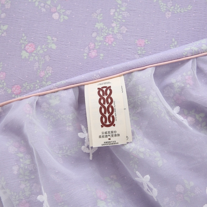 91家纺网 家纺一手货源 找家纺 乐逸家纺 2026新款A类母婴双层纱床裙韩版蕾丝花边床裙小清新印花床裙源头供货现货 倾心紫